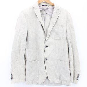 Calvaresi Linen Blazer Mens Beige Two Button Front Designer Newman Model Size 48